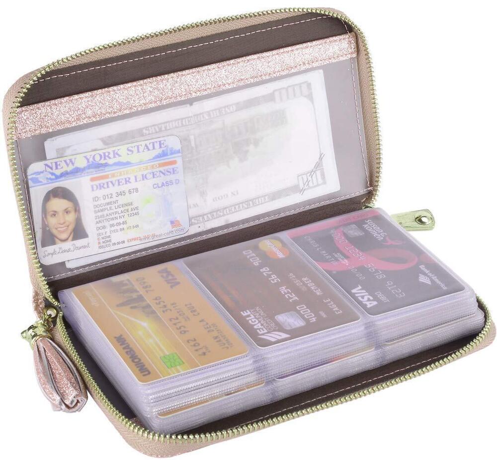 2768 Credit Card Holder Wallet Zipper Leather Case Purse RFID Blocking